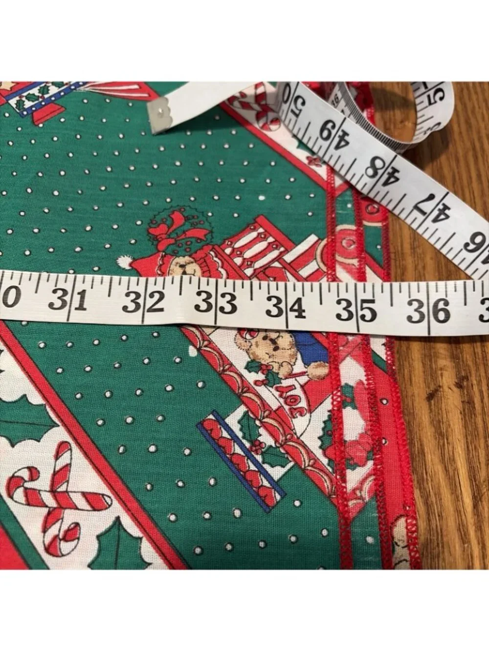Vintage Christmas Tablecloth Holiday Dining Toys Trains Bears  Rectangle 52X70